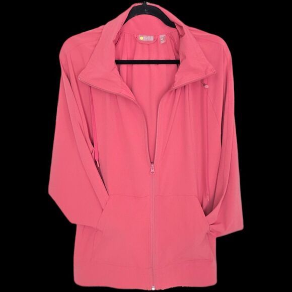Zella Coral Color Long Sleeve Zip Up Lightweight Athletic Jacket Size Medium - Picture 2 of 5